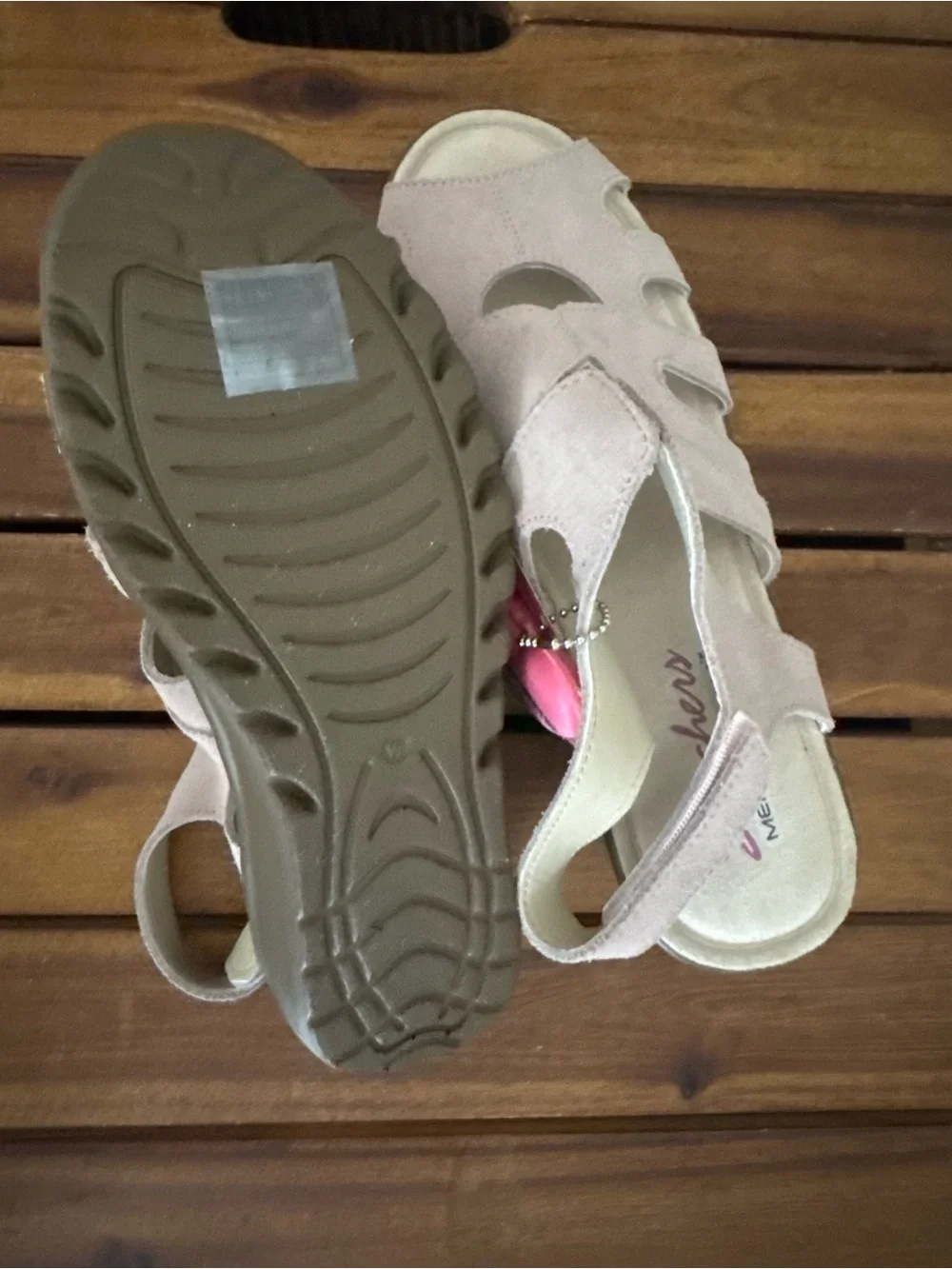 Skechers Parallel Stylin' wedge sandals sling back light pink NWT SIZE 7